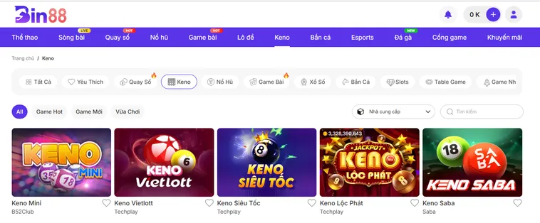 Bứt Phá Giới Hạn Cùng Game Nhanh Max Keno Tại Bin88 Nhận Thưởng Lớn Siêu Tốc
