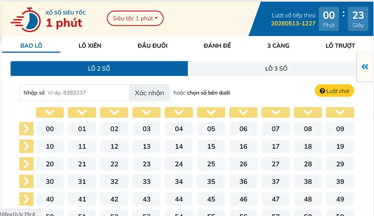 Lô Đề Siêu Tốc Bin88 Sảnh Chơi Quay Số Nhanh Chóng Kiếm Tiền Thần Tốc Nhất