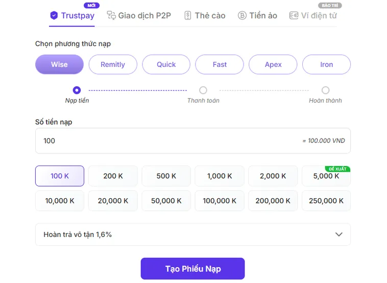Hướng Dẫn Nạp Tiền Bin88 Kích Hoạt Dòng Vốn Chiến Đấu Thần Tốc