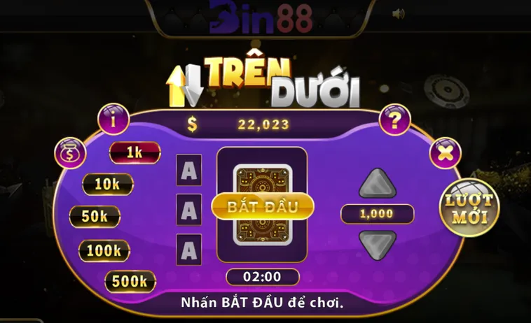 Game Nhanh Trên Dưới Tại Bin88 Sảnh Cược Dự Đoán Điểm Số Siêu Tốc Đổi Đời